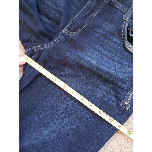 Democracy Ab Solution Stretch Sides Zipper Elastic Waist Taper Blue Jeans Sz 12 - Picture 11 of 13